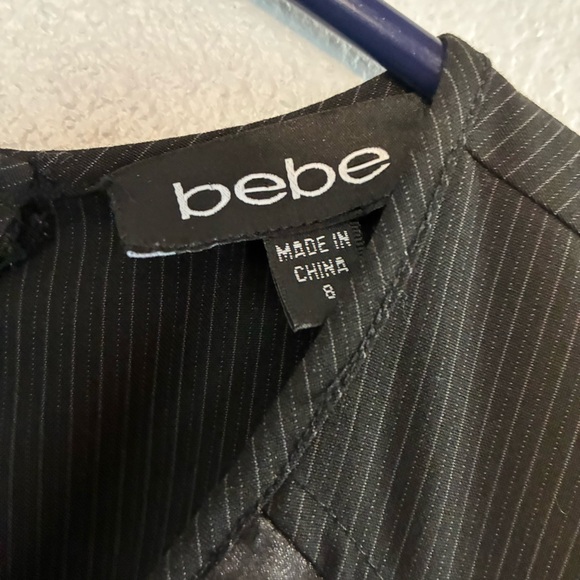 Black Sheer Bodice Dress Size 8 | Bebe Elegant Evening Party Cap Sleeve - Picture 2 of 4